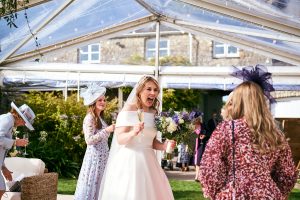 bride in marquee