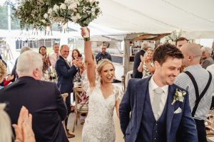 bride and groom entrance marquee