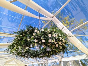 floral hoop clear marquee